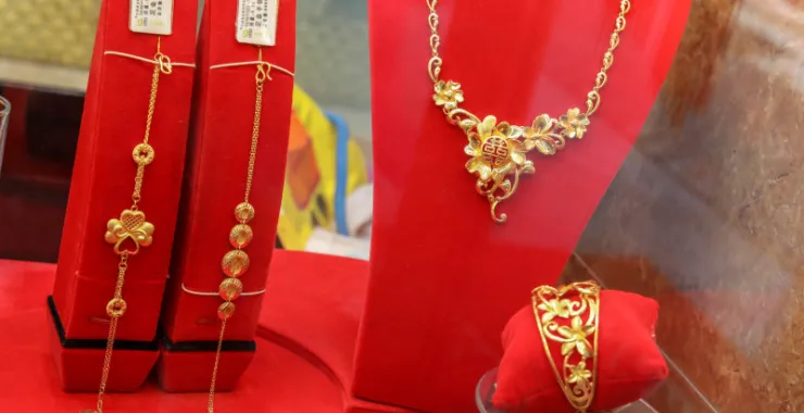 结婚首饰嫁妆足金黄金项链手链