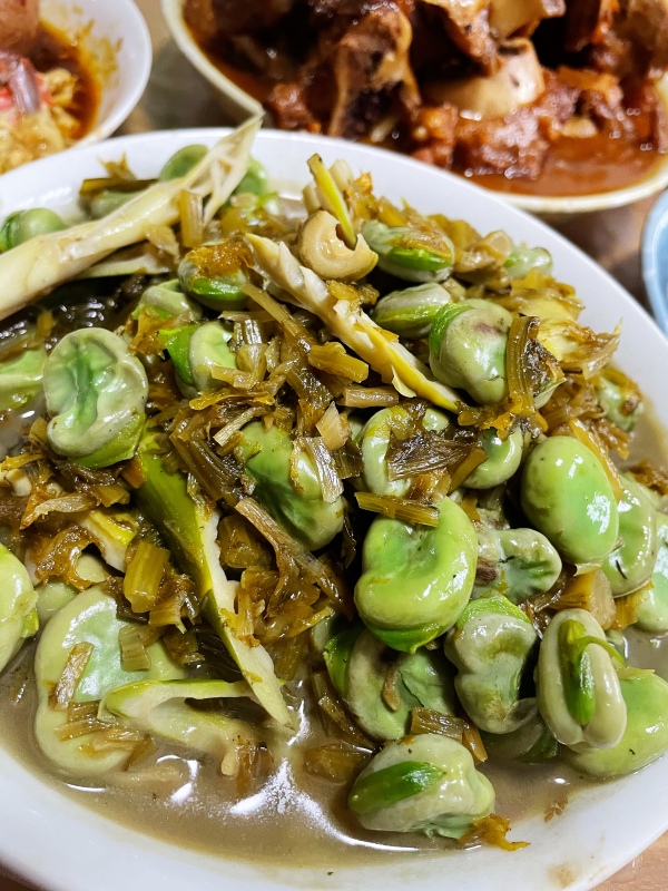 家常菜美食咸菜烧蚕豆