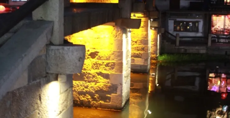  西塘古镇古桥灯光夜景 