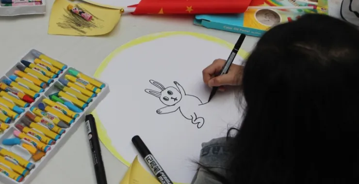 儿童中秋节画兔子绘画亲子活动卡通画