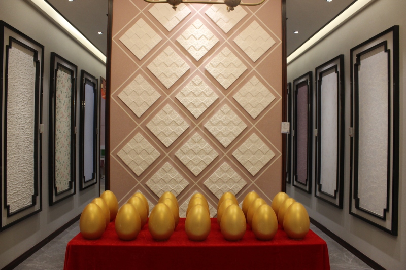 硅藻泥背景墙金蛋活动艺术装修材料展示