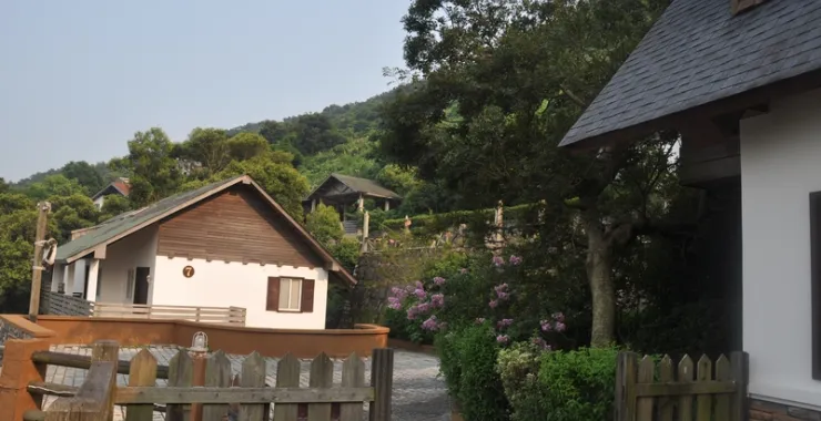 山间民宿篱笆鲜花