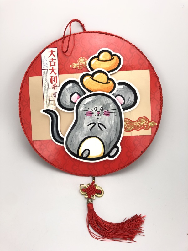 鼠年圆盘挂饰手工DIY制作旧物改造