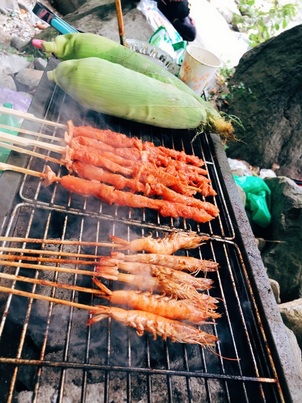 户外山林小溪烧烤DIY