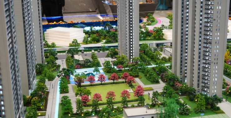余姚楼盘沙盘小区高楼景观湖畔云庭