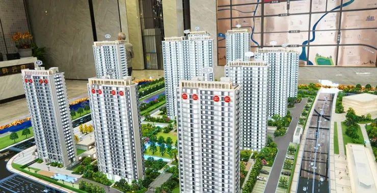 余姚楼盘沙盘小区高楼湖畔云庭
