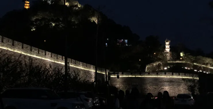 台州老街古建筑一条街夜景灯光