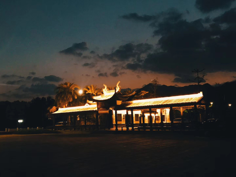台州老街古建筑一条街夜景灯光