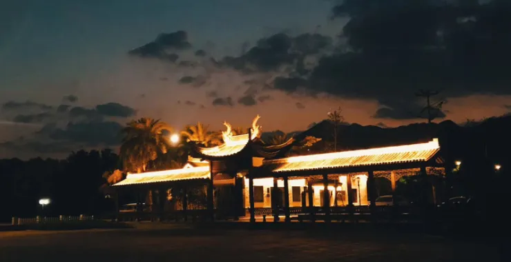 台州老街古建筑一条街夜景灯光