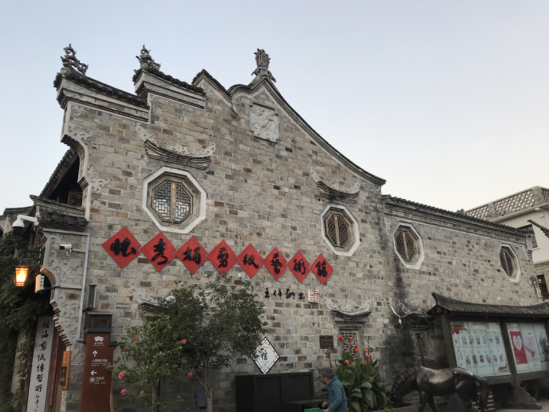 台州老街古建筑一条街夜景灯光