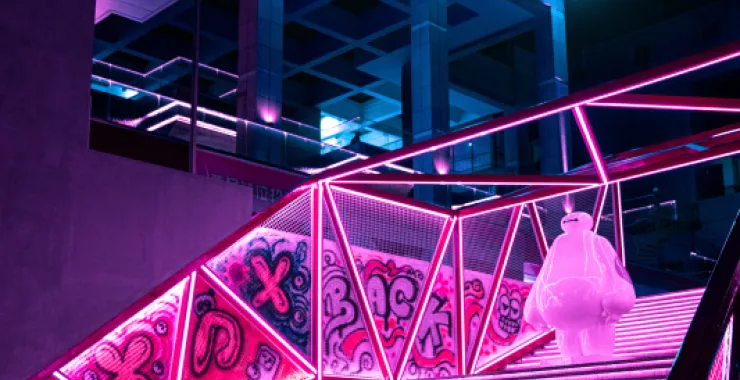 余姚夜景街头灯光赛博朋克新大新