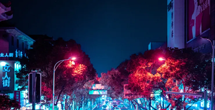 余姚夜景街头灯光赛博朋克南雷路
