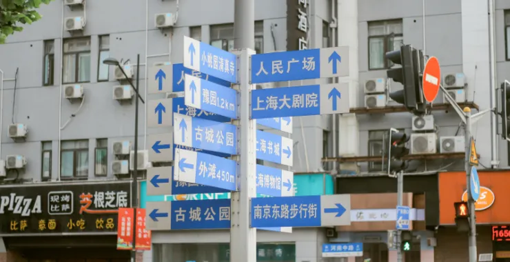 上海街头路标繁华
