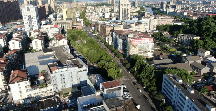 余姚阳明街道阳明西路航拍