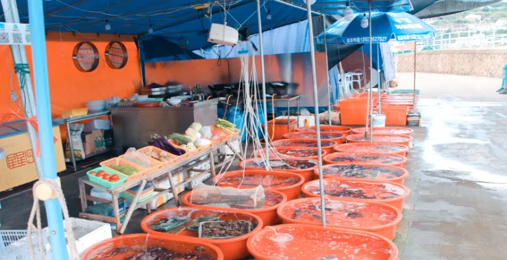东极岛海鲜市场新鲜美味