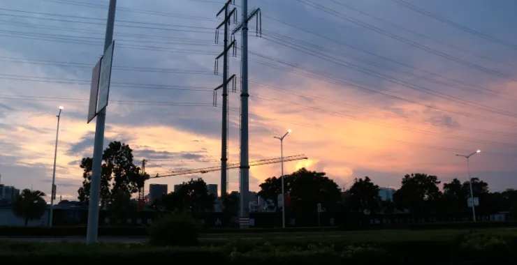 广西 北海 天空 晚霞 路灯