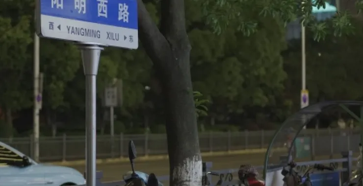 阳明西路电瓶车街头夜晚
