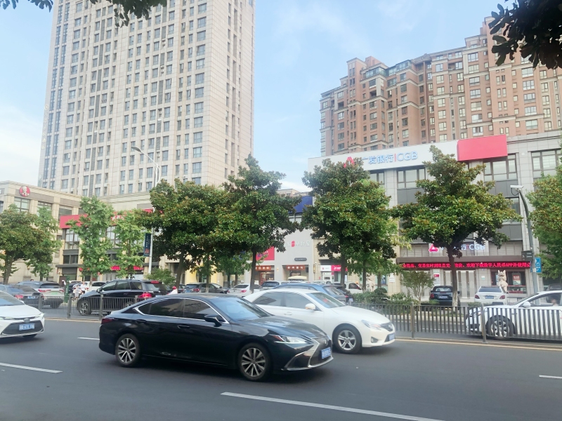 余姚四明西路马路车辆汽车公共交通