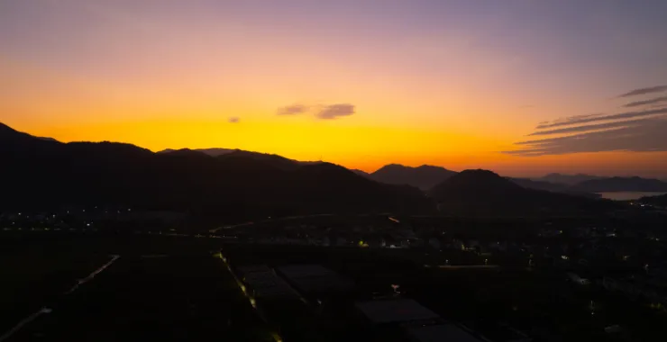 余姚余姚蓝天白云鸟类鸟群渐变天空晚霞夕阳落日太阳下山日出清晨