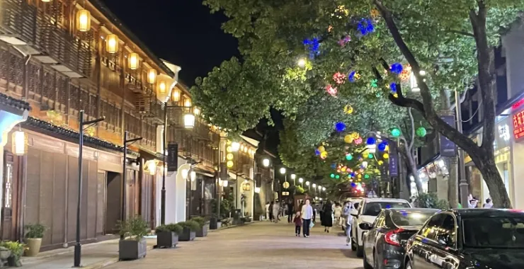 余姚阳明古镇景区景点夜市夜景灯光