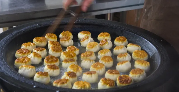 余姚马渚云楼传统美食生煎点心小吃包子早饭小笼包