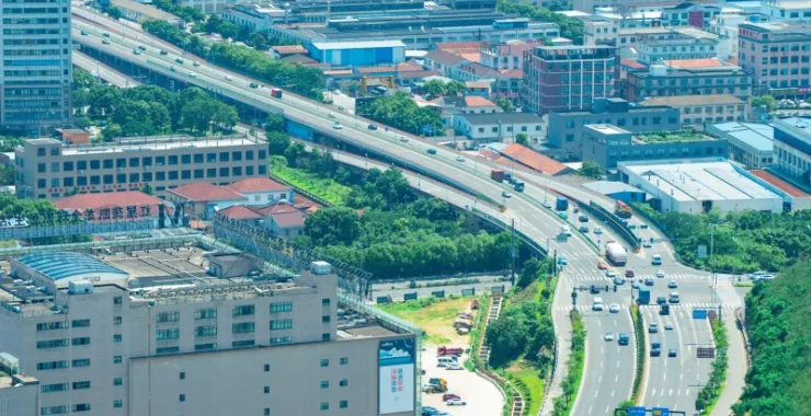 余姚丰山城区高楼建筑小区高空公路