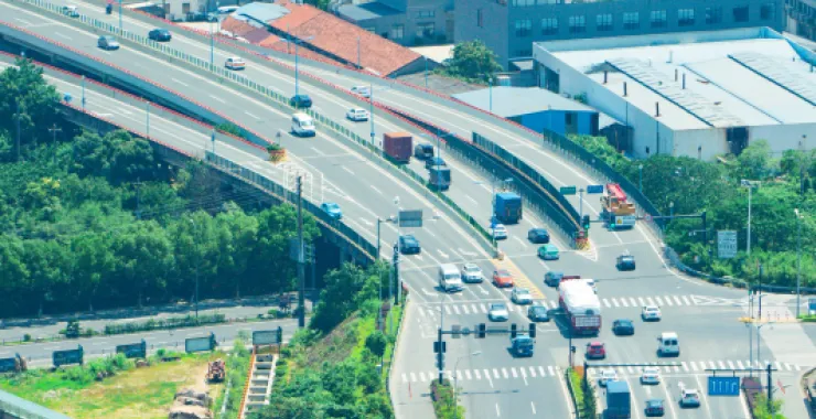 余姚丰山城区高楼建筑小区高空公路