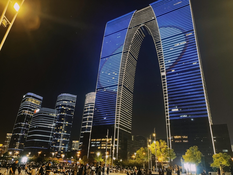 苏州旅游夜景东方之门 大裤衩 超出片建筑