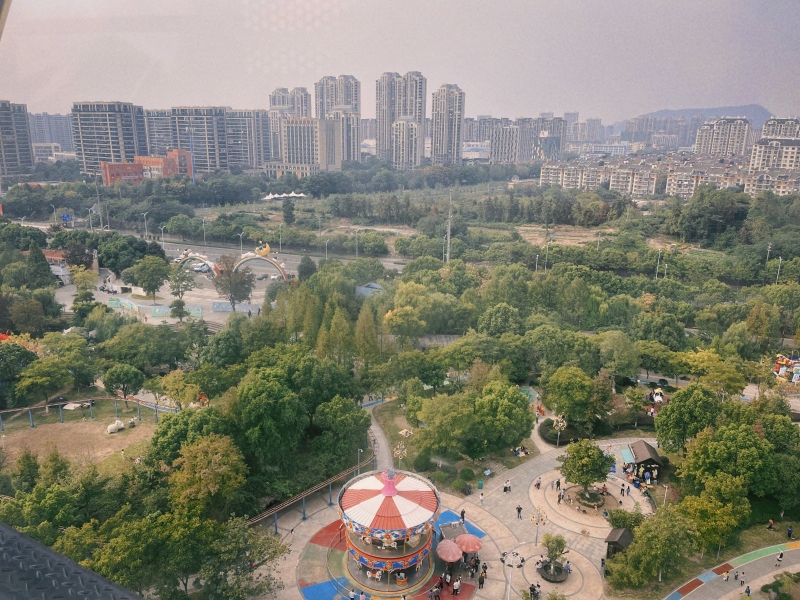 余姚郊游黄山公园摩天轮风景 游乐园亲子游玩俯瞰航拍