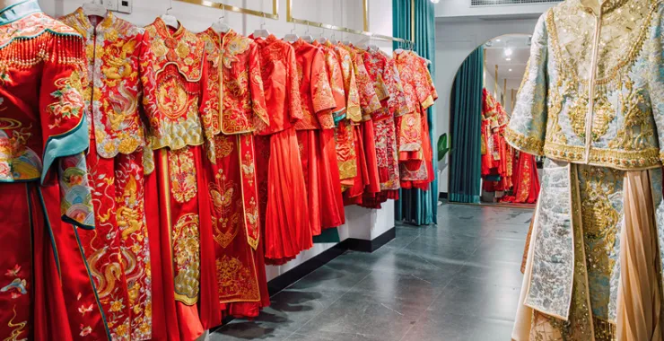 结婚婚庆新娘服吉服红色中式礼服伴娘伴郎