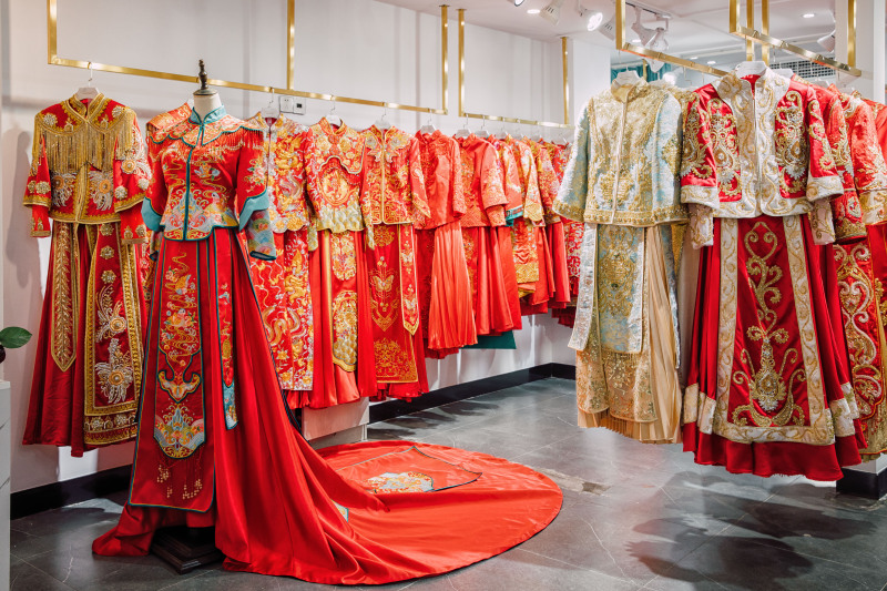 结婚婚庆新娘服吉服红色中式礼服伴娘伴郎
