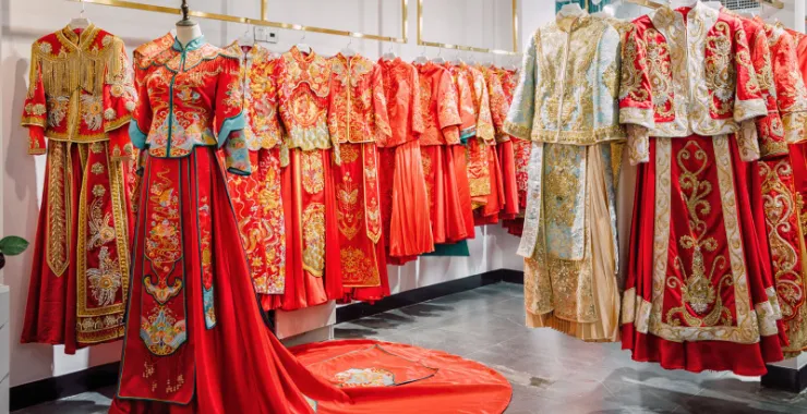结婚婚庆新娘服吉服红色中式礼服伴娘伴郎