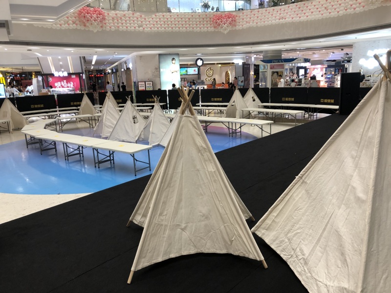 余姚众安广场亲子活动现场帐篷摆摊