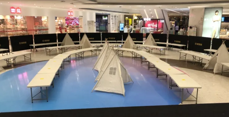 余姚众安广场亲子活动现场帐篷摆摊