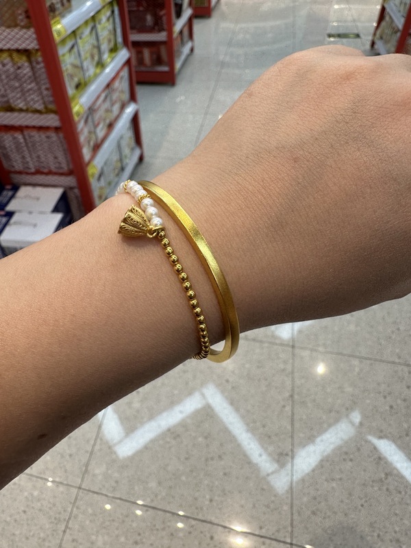 金手镯金器三金黄金手链珍珠首饰手环转运珠