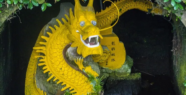 余姚龙泉山泉眼龙鹤戏水