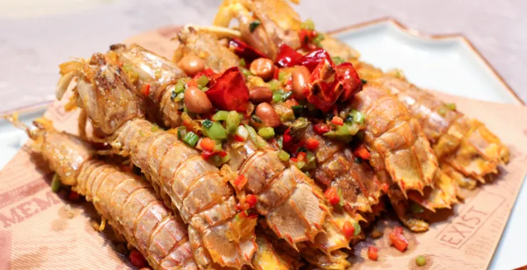 椒盐皮皮虾美食海鲜
