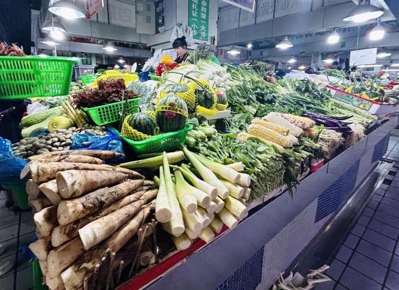 余姚四明菜场蔬菜买菜生活
