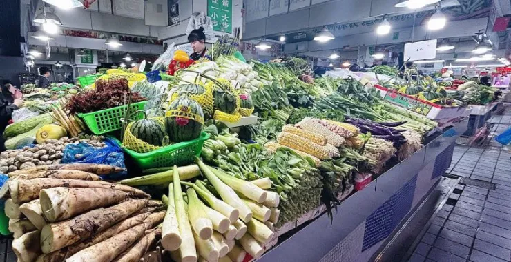 余姚四明菜场蔬菜买菜生活