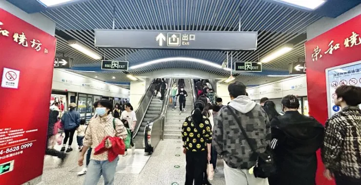 交通出行地铁人群乘客出口