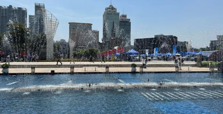 宁波天一广场喷泉风景城市