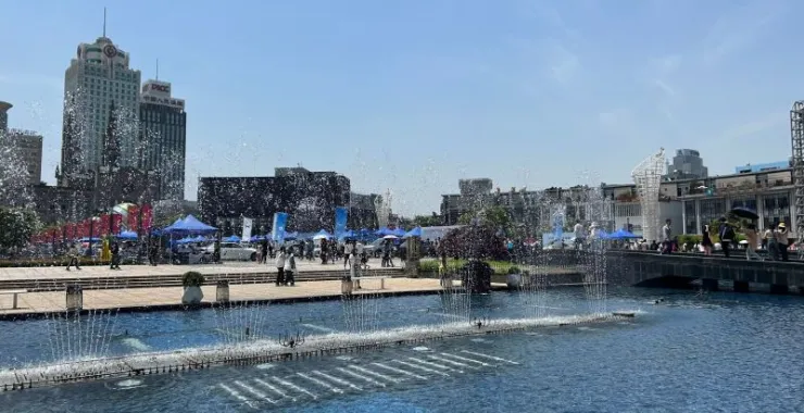 宁波天一广场喷泉风景城市