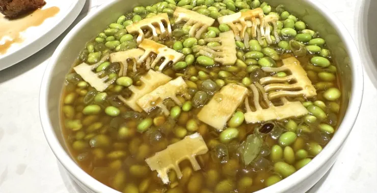 餐厅美食余姚本地菜家常菜酱油毛豆蒸笋