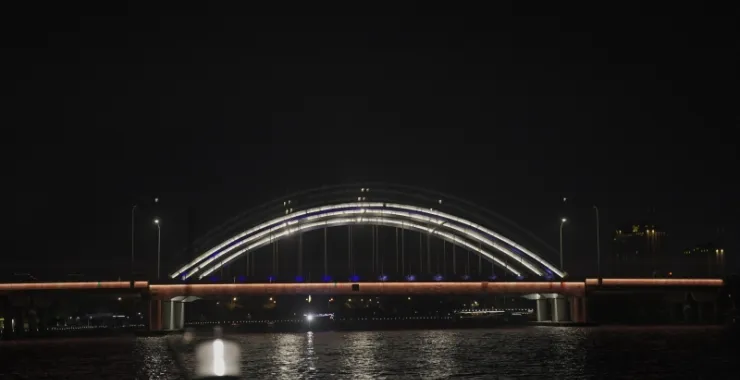 姚江夜景两岸大桥灯光