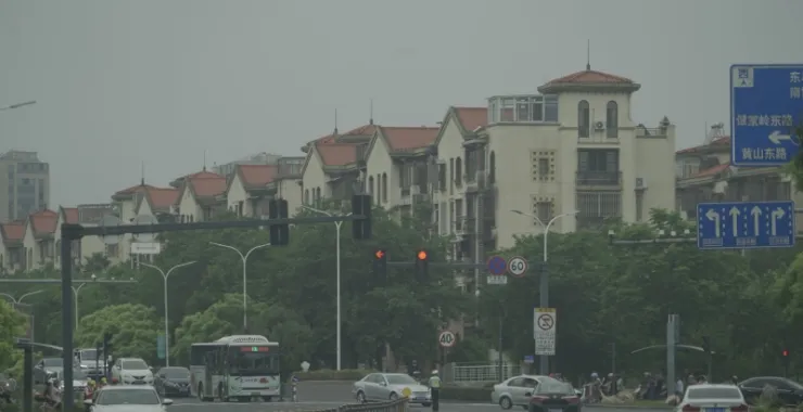 余姚小区马路景观街景建筑高楼汽车交通