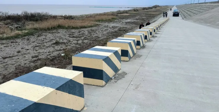 余姚泗门海堤堤坝海边赶海海风滩涂