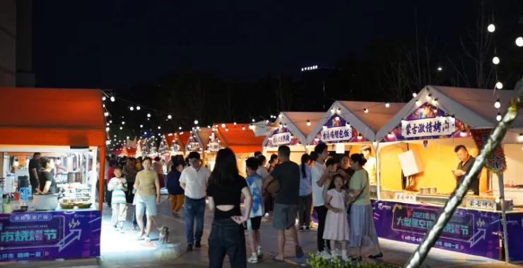 余姚夜市网红人流人群夜市摆摊