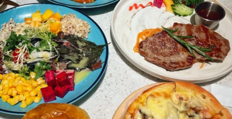 水天堂西餐套餐图美食披萨牛排菠萝包