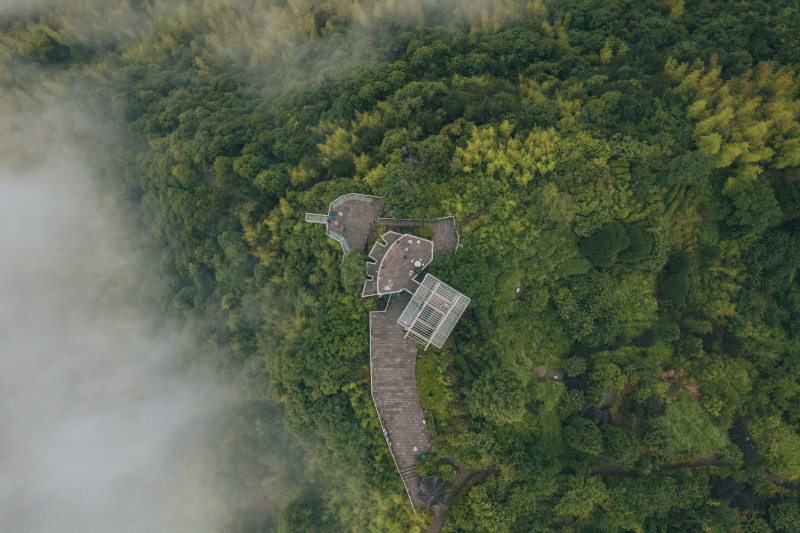 余姚白鹿观景台云海大山里山间云雾缭绕清晨美景航拍俯瞰山路群山青山绿树