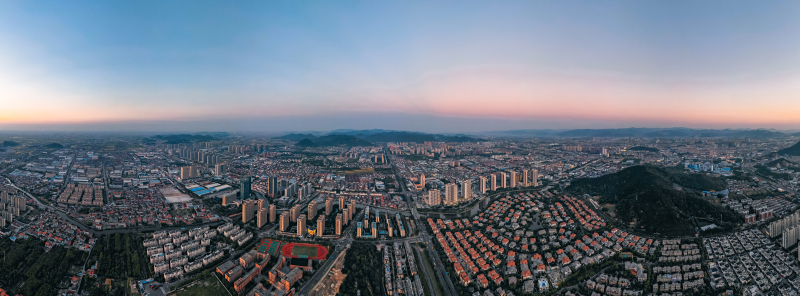 余姚城区公路高楼建筑高空落日夕阳日出朝阳青山绿水俯瞰城市航拍全貌全景
